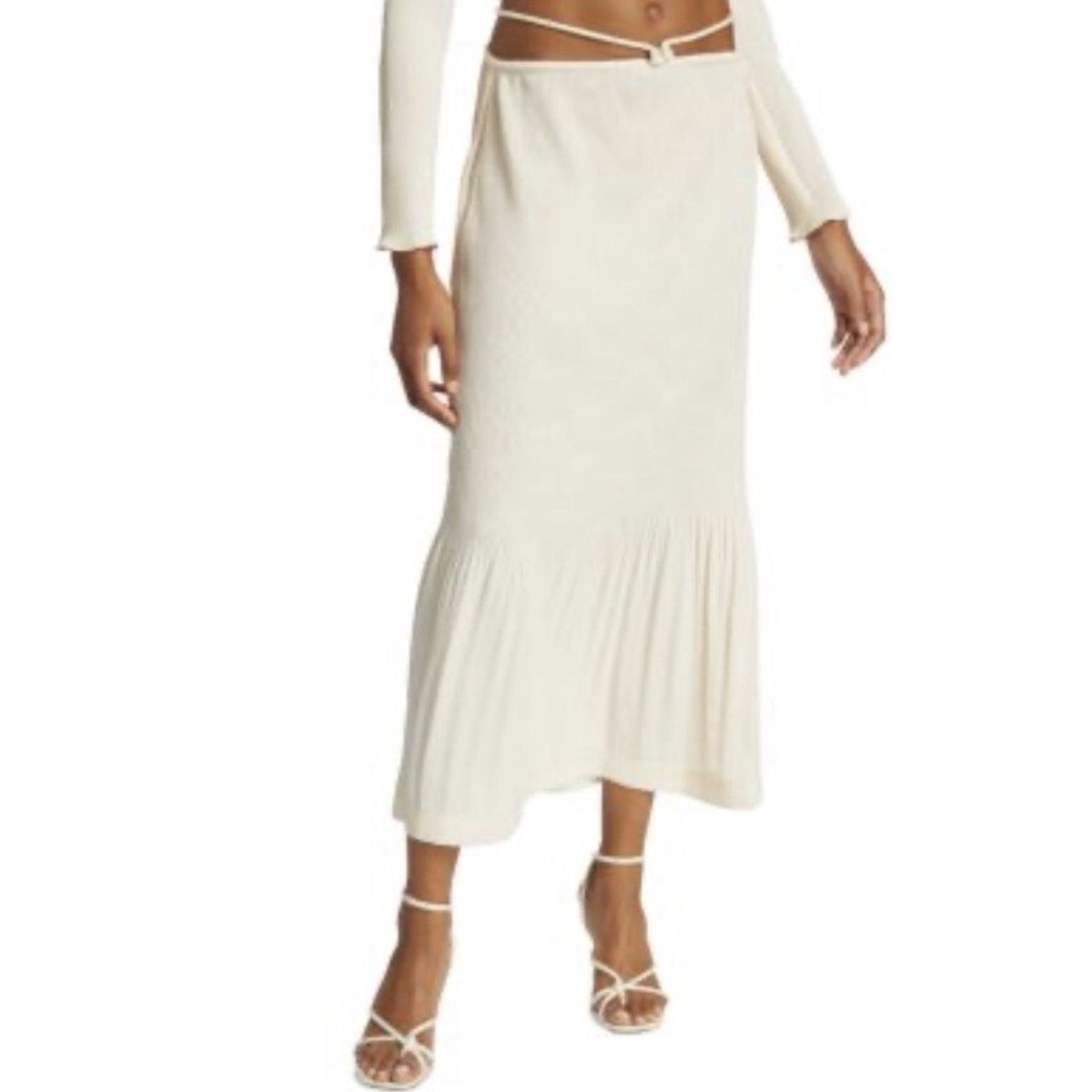 Nwt Jonathan Simkhai Mia Crepe & Pliss Maxi Skirt Size 2 Women’s Sandstone
